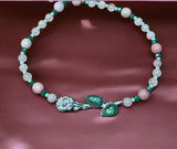 Sterling Silver Flower and Kyanite Pendant and matching rose quartz necklace     $80