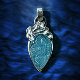Carved Aquamarine Sterling Silver Pendant.    $75