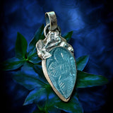 Carved Aquamarine Sterling Silver Pendant.    $75
