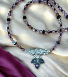 Purple Labradorite Floral Bar Sterling silver pendant and gemstone necklace set.     $80