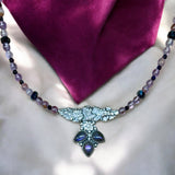 Purple Labradorite Floral Bar Sterling silver pendant and gemstone necklace set.     $80