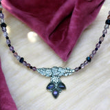 Purple Labradorite Floral Bar Sterling silver pendant and gemstone necklace set.     $80