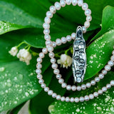 Lilly of the Valley and Quartz Sterling silver pendant and Pearl necklace set        $125