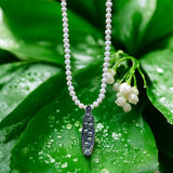 Lilly of the Valley and Quartz Sterling silver pendant and Pearl necklace set        $125