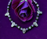 Amethyst and Jade Sterling Flower necklace set.      $80
