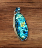 Carved Labradorite Sterling Silver Pendant.   $75