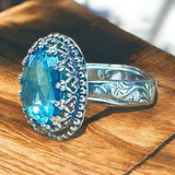 Zircon Floral Sterling silver ring SIZED TO ORDER.     $75