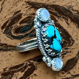 Turquoise and Mother of Pearl Sterling Silver Ring. Size 8 or 8 1/2”.     $75