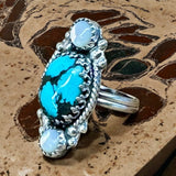 Turquoise and Mother of Pearl Sterling Silver Ring. Size 8 or 8 1/2”.     $75