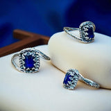 Blue Sapphire sterling Silver Ring size 8 1/2”      $60
