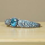 Blue Zircon Sterling Silver Cuff Bracelet.    $95