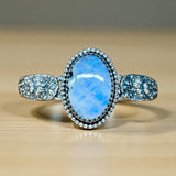 Moonstone Floral Sterling Silver Cuff.    $110