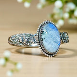 Moonstone Floral Sterling Silver Cuff.    $110