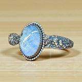 Moonstone Floral Sterling Silver Cuff.    $110