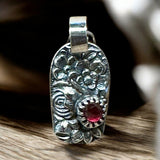 Ruby Floral Sterling Silver Pendant.  $70