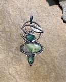 Green Jasper and Mint Kyanite sterling silver pendant.      $65