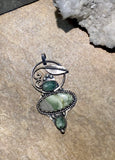 Green Jasper and Mint Kyanite sterling silver pendant.      $65