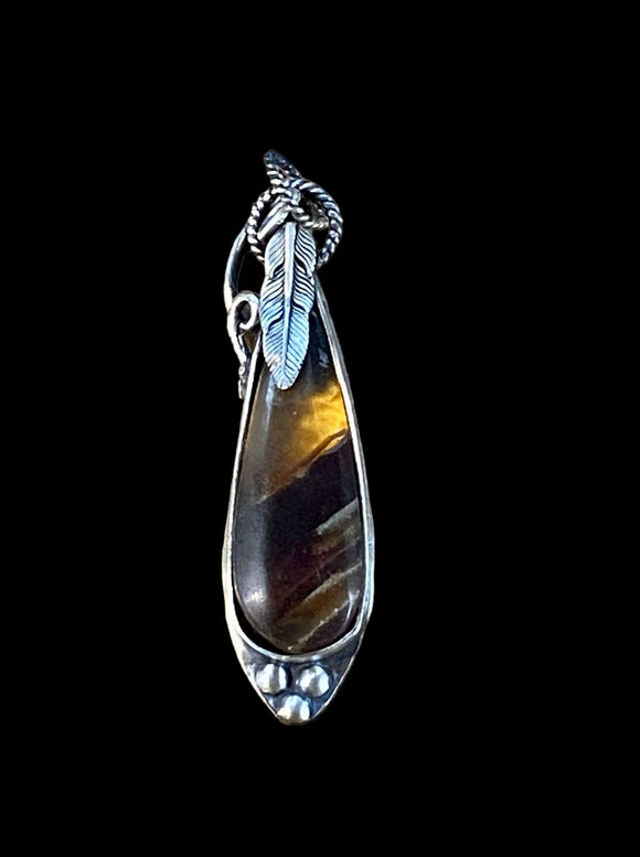 Amber sterling silver pendant $45
