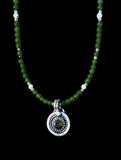 Green Zircon sterling silver pendant and matching gemstone necklace set.     $65