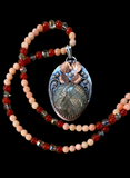 Carved Labradorite sterling silver and copper pendant and necklace set  $70