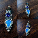 Ethiopian Opal and Sapphire Sterling Silver Pendant.    $150