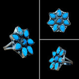 Turquoise Sterling Silver Cluster Ring. SIZED TO ORDER    $125