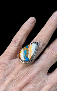 Mohave Turquoise Sterling Silver Ring SIZED TO ORDER.  $55