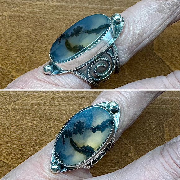 Scenic Agate Sterling sever Ring size 6.  $55