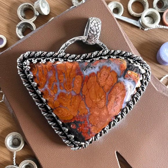 Wingate Pass Plume Agate (very rare) sterling silver pendant.    $90