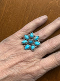 Turquoise Sterling Silver Cluster Ring. SIZED TO ORDER    $125