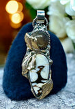 Peanut Wood and Moonstone Leaf Pendant.     $65