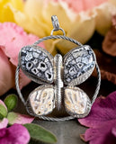 Petrified Wood Butterfly Sterling Silver Pendant.   $125