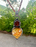 Agate and Orange Sapphire sterling Silver pendant and necklace set.  $85