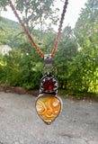 Agate and Orange Sapphire sterling Silver pendant and necklace set.  $85