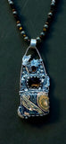 Flowering Tube Onyx Sterling silver pendant and gemstone necklace set. $95