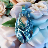 Ocean Jasper leaf small Sterling Silver Pendant.   $50