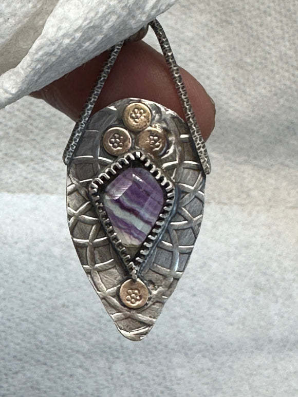 Fluorite Sterling Silver and Gold-filled Pendant   $50