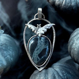 Spider Web Obsidian Bat Sterling Silver Pendant.    $70