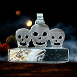 Petrified Palm Root Skulls Sterling Silver Pendant     $70