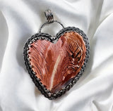 Red Howardite Heart Sterling Silver Pendant   $85