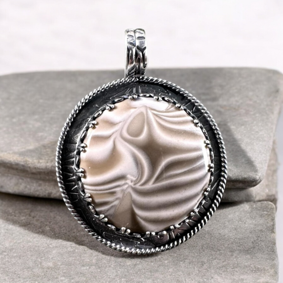 Polish Flint Sterling Silver Pendant    $85