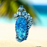 Shattuckite Floral Sterling Silver Pendant $55