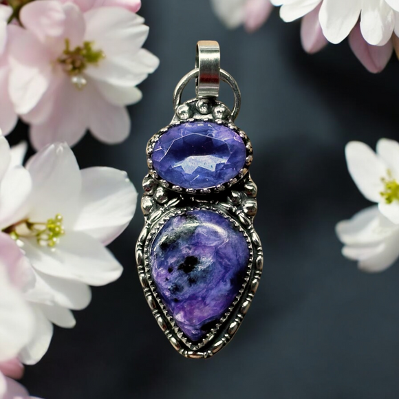 Charoite and  Alexandrite Sterling Silver Pendant      $65