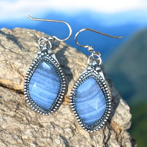 Blue Lace Agate sterling silver earrings $50