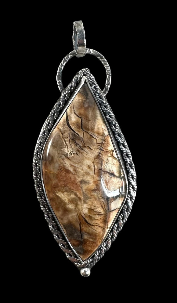 Brecciated Petrified Sycamore Wood Sterling Silver Pendant.   $95