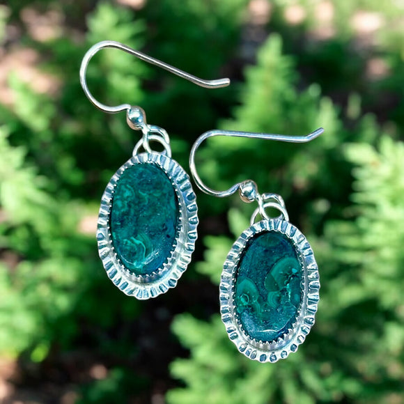 Malachite sterling silver earrings. $45