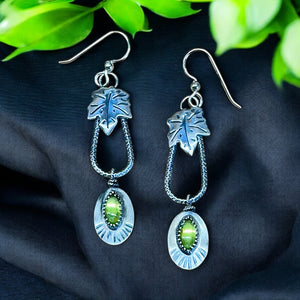 Peridot Leaf Sterling Silver Earrings.  $50