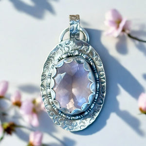 Rose Quartz Sterling Silver Pendant.  $60