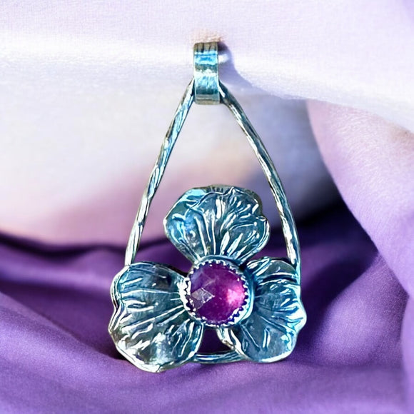 Pink Sapphire Sterling Silver Pendant.   $65