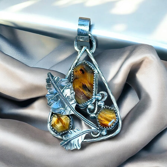 Montana Agate sterling Silver Pendant.  $65